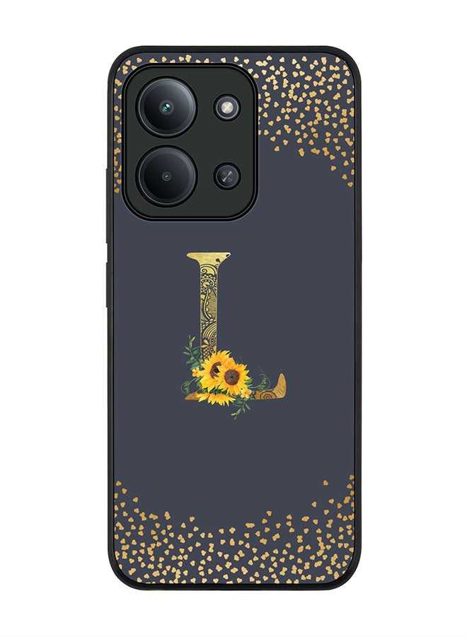 For Xiaomi Poco C85 4G Case,Slim fit Camera Protection, Shockproof Thin Phone cover  - Custom Floral Monogram - L  (Grey )